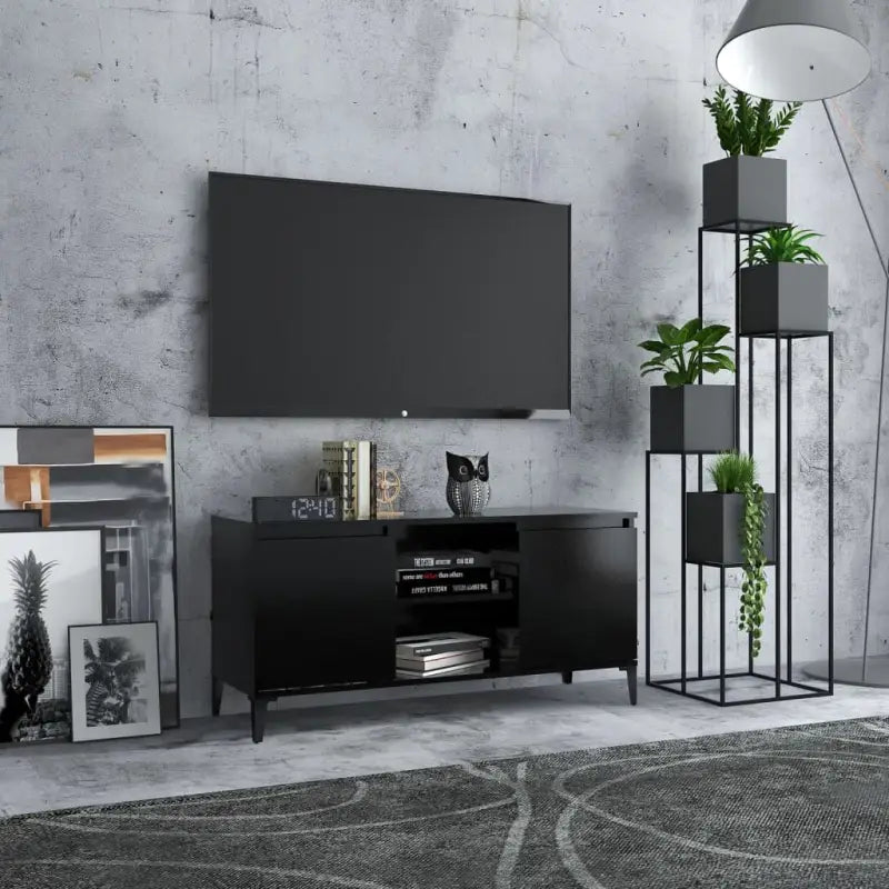 Stijlvol Tv-meubel met metalen poten en industriële charme - Zwart / 1 - Tv-meubels
