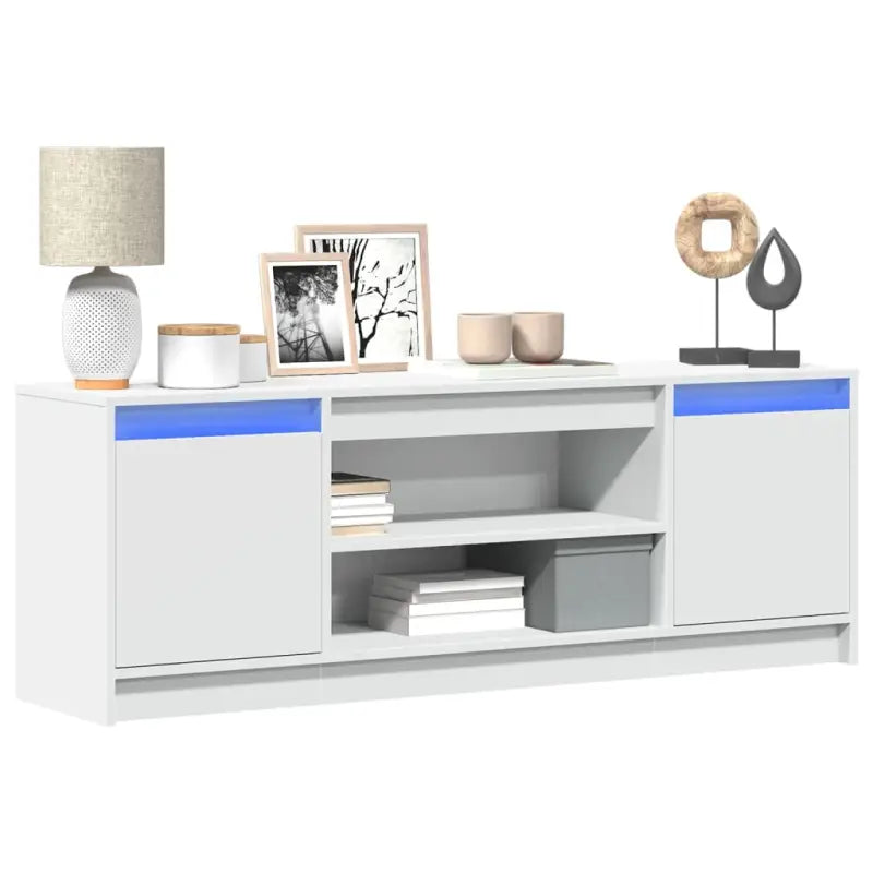 Stijlvol tv-meubel van bewerkt hout met LED-verlichting en stabiel ontwerp - Wit / 1 / 139.5 cm - Tv-meubels