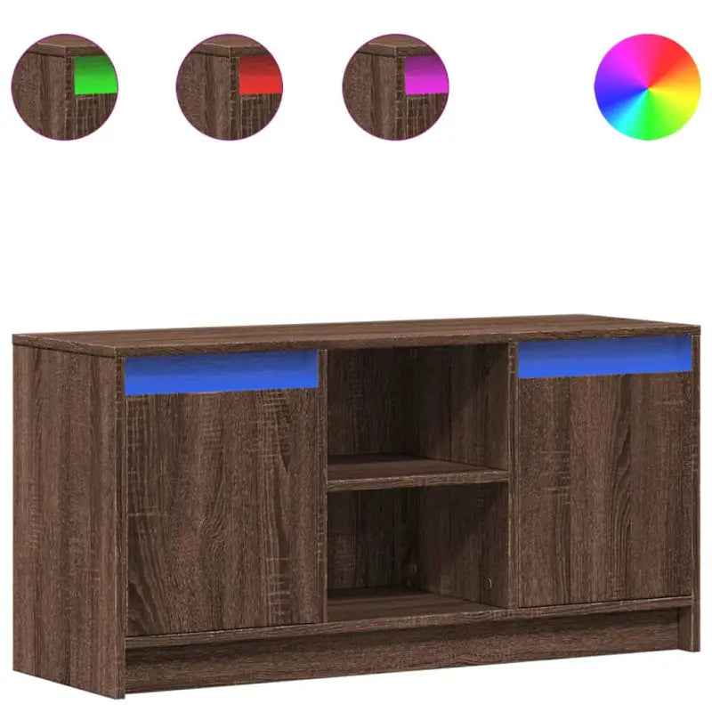 Stijlvol tv-meubel van bewerkt hout met LED-verlichting en stabiel ontwerp - Tv-meubels