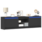 Stijlvol tv-meubel van bewerkt hout met LED-verlichting en stabiel ontwerp - Zwart / 1 / 180 cm - Tv-meubels