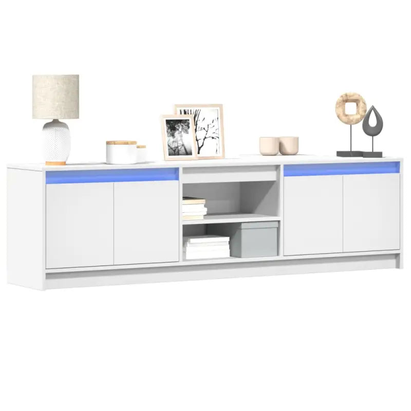 Stijlvol tv-meubel van bewerkt hout met LED-verlichting en stabiel ontwerp - Wit / 1 / 180 cm - Tv-meubels