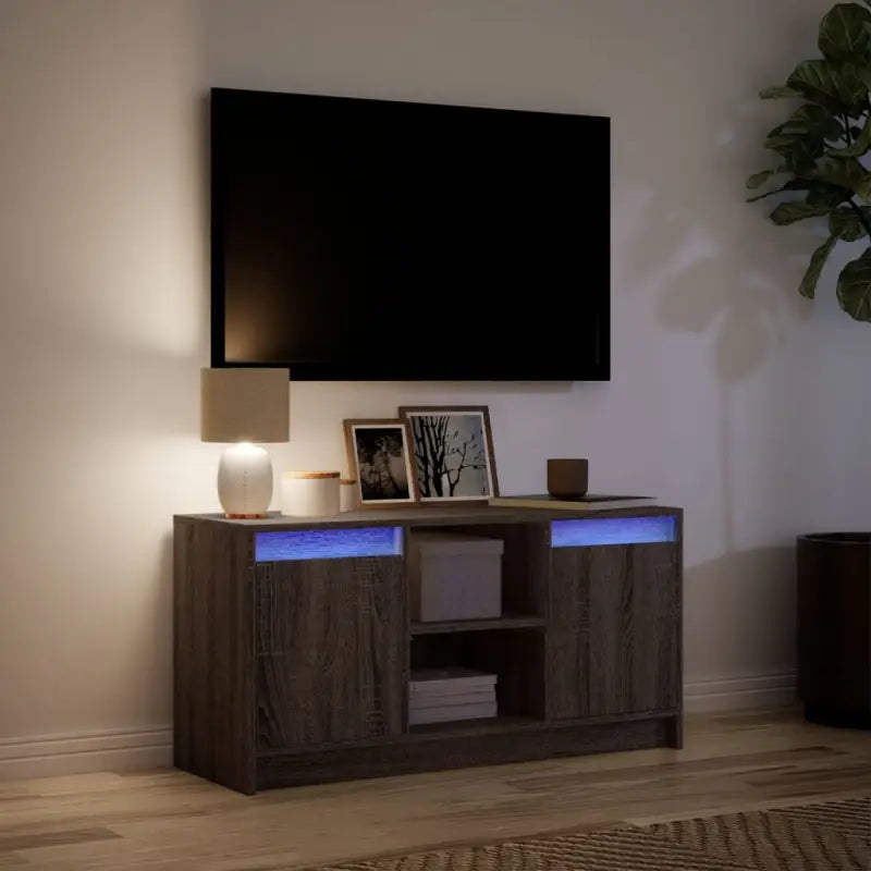Stijlvol tv-meubel van bewerkt hout met LED-verlichting en stabiel ontwerp - Tv-meubels