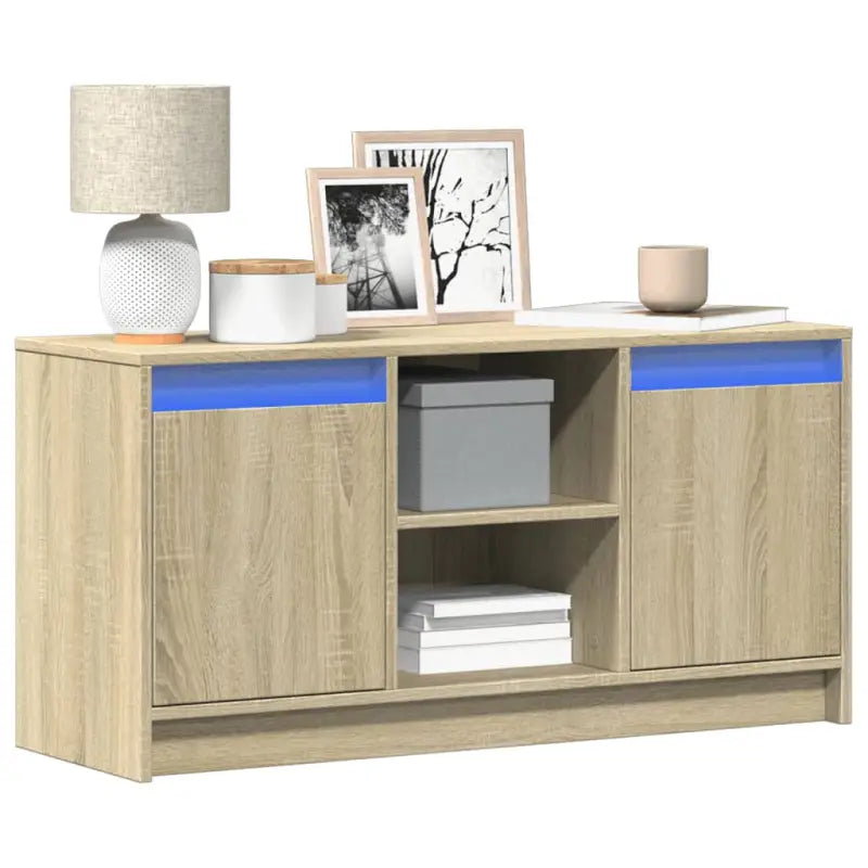 Stijlvol tv-meubel van bewerkt hout met LED-verlichting en stabiel ontwerp - Sonoma eiken / 1 / 100 cm - Tv-meubels