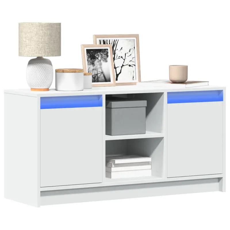 Stijlvol tv-meubel van bewerkt hout met LED-verlichting en stabiel ontwerp - Wit / 1 / 100 cm - Tv-meubels
