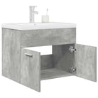 Stijlvolle badkamerkast met ingebouwde wasbak en opbergruimte - Betongrijs / 60 x 38.5 x 46 cm / met kraan