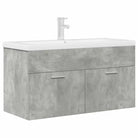 Stijlvolle badkamerkast met ingebouwde wasbak en opbergruimte - Betongrijs / 90 x 38.5 x 46 cm / met kraan