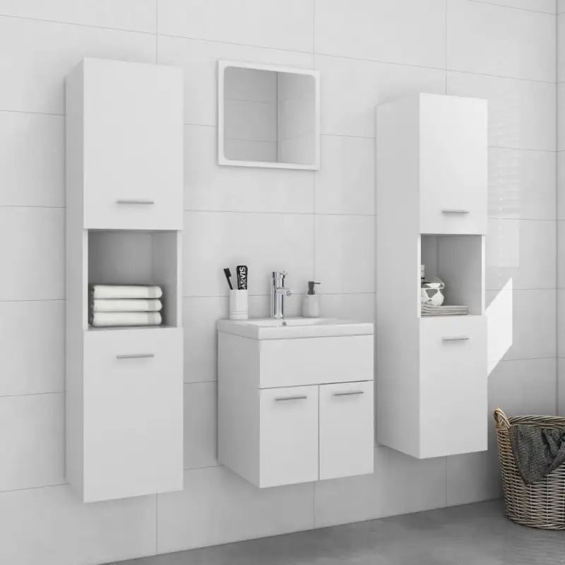Stijlvolle badkamermeubelset met hoge kast en extra opbergruimte - Wit / 41 x 38.5 x 46 cm / 4 - Badkamermeubelsets