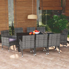 Stijlvolle en duurzame tuinset met weerbestendige rattan stoelen - Grijs / 185 cm tafellengte - Tuinsets