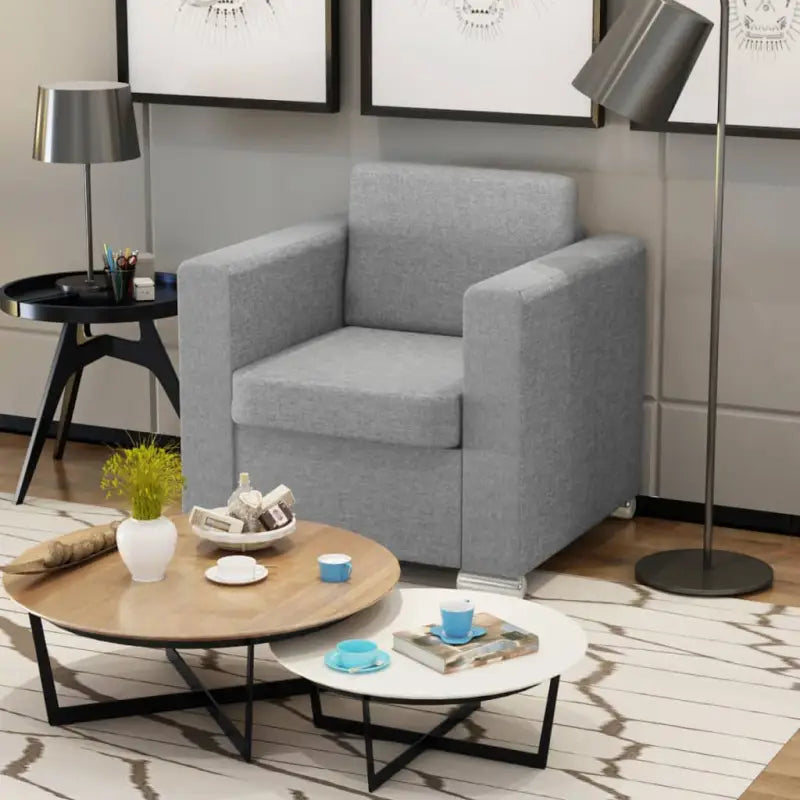 Stijlvolle fauteuil met houten frame en verchroomde poten voor elk interieur - Lichtgrijs / 1 - Fauteuils &
