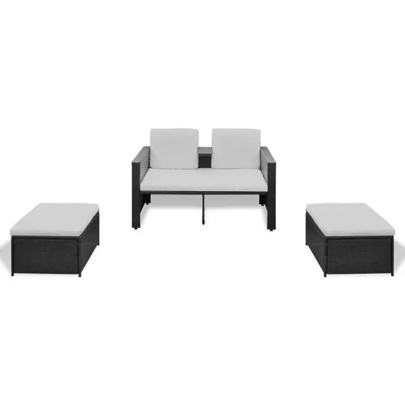 Stijlvolle Rattan Tuinset met Tweepersoons Ligbed en Voetenbank - Tuinsets