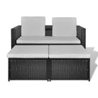 Stijlvolle Rattan Tuinset met Tweepersoons Ligbed en Voetenbank - Tuinsets