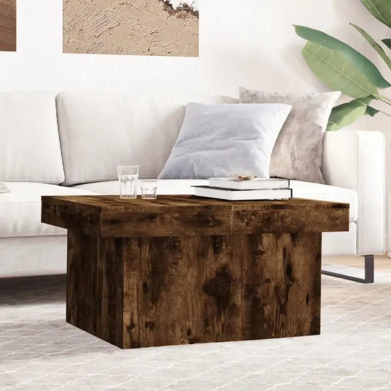 Stijlvolle salontafel van bewerkt hout voor een elegante woonkamer - Gerookt eiken / 1 / 80 cm - Salontafels
