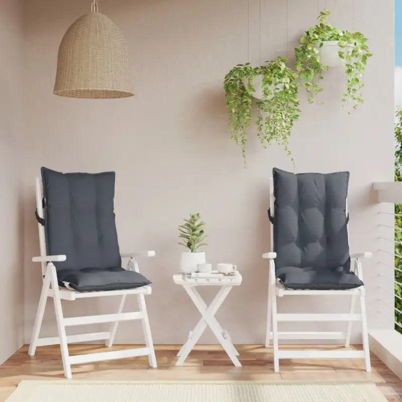 Stoelkussens met hoge rug van oxford stof voor een frisse uitstraling - Antraciet / 2 / with 2 elastic straps