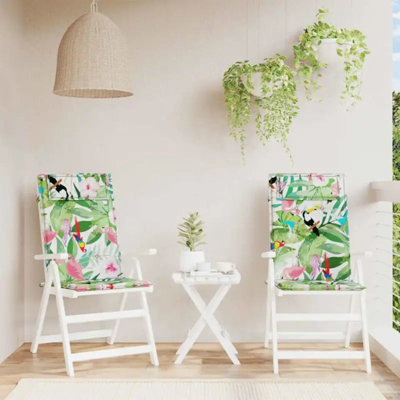 Stoelkussens met hoge rug van oxford stof voor frisse uitstraling - Groen en roze / 2 - Stoelkussens