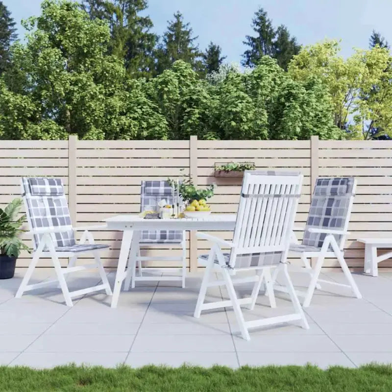 Stoelkussens met hoge rug van oxford stof voor frisse uitstraling - Grijs ruitpatroon / 4 - Stoelkussens