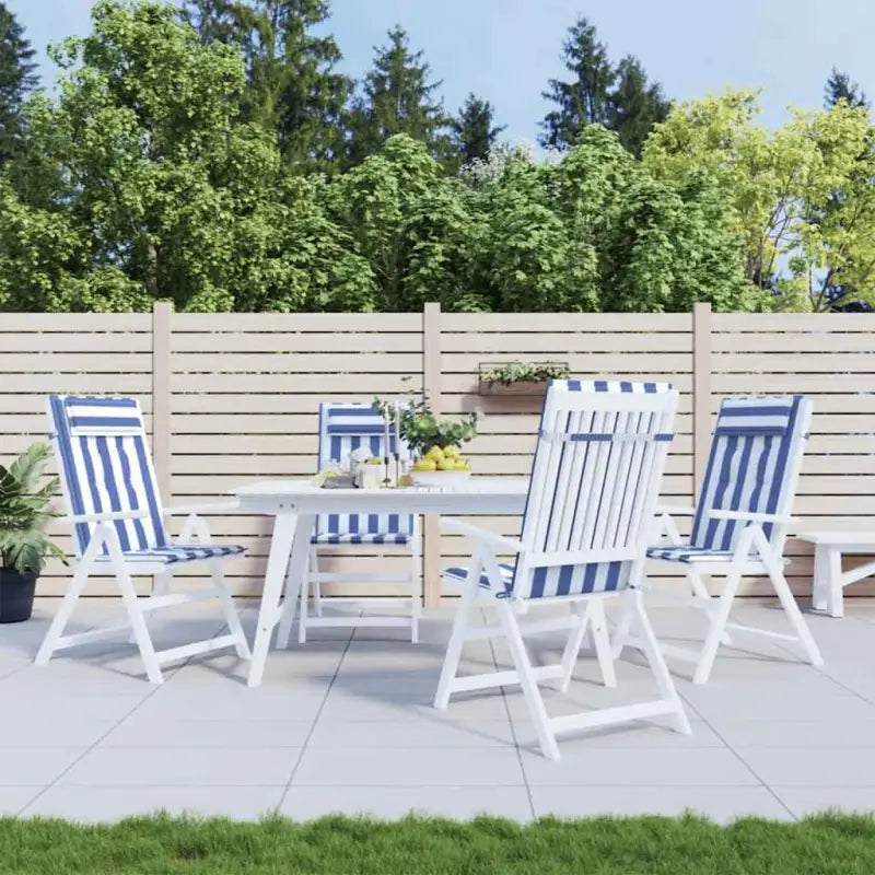 Stoelkussens met hoge rug van oxford stof voor frisse uitstraling - Blauw en wit / 4 - Stoelkussens