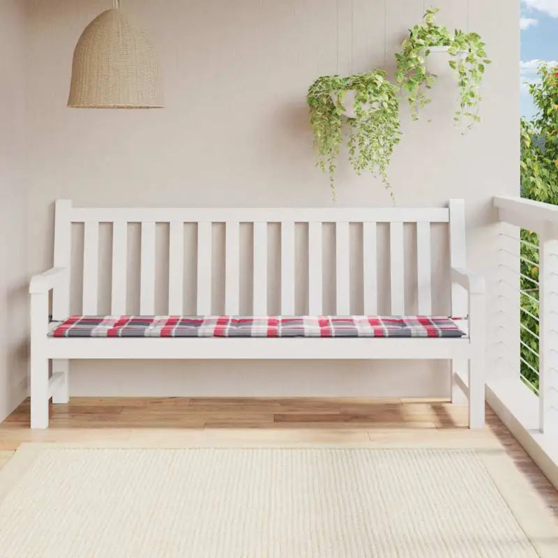 Stoelkussens van oxford stof voor een frisse uitstraling in je tuin - Rood ruitpatroon / 200 x 50 x 3 cm / 1