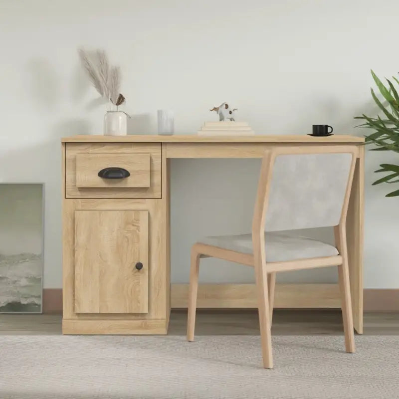 Strak bureau van bewerkt hout met moderne en elegante uitstraling - Sonoma eiken - Bureaus
