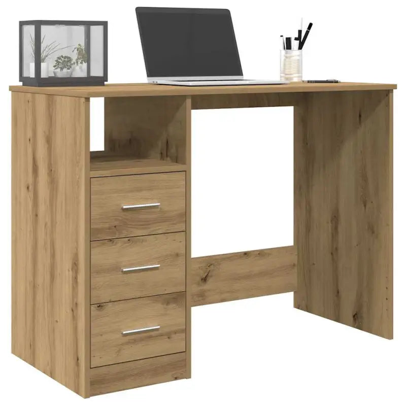 Strak bureaublad met lades van bewerkt hout voor moderne kamers - artisanaal eikenkleurig - Bureaus