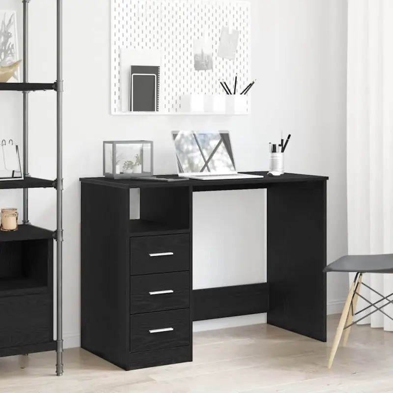 Strak bureaublad met lades van bewerkt hout voor moderne kamers - Zwart eiken - Bureaus