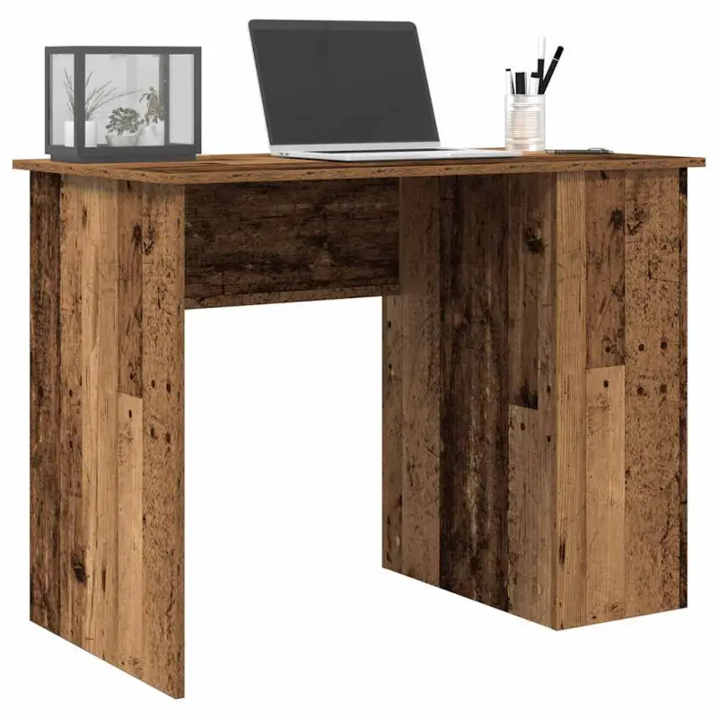 Strak en modern bureau met schappen van bewerkt hout - Oud hout - Bureaus