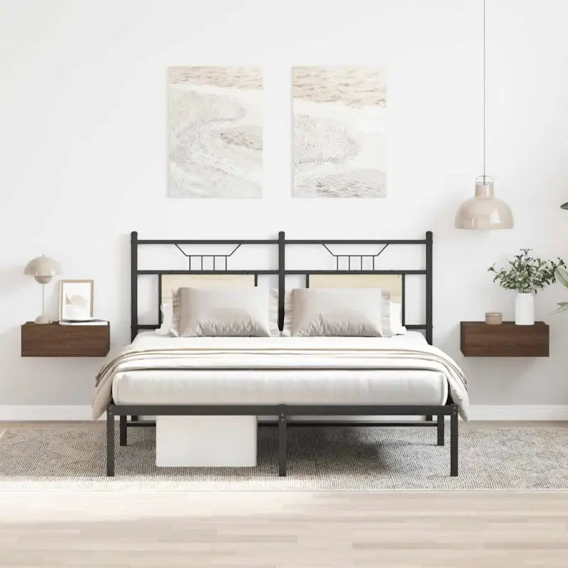 Strak nachtkastje van bewerkt hout met levering bevat - bruin eikenkleur / 2 - Nachtkastjes