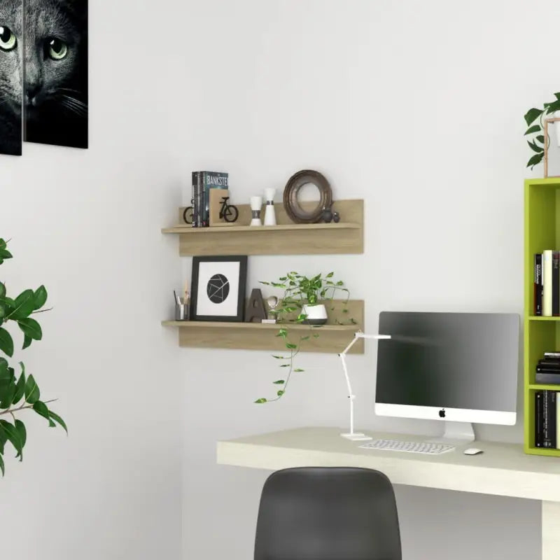 Strakke wandplanken van bewerkt hout voor moderne woonkamers - Sonoma eiken / 2 / 1 - Wandplanken