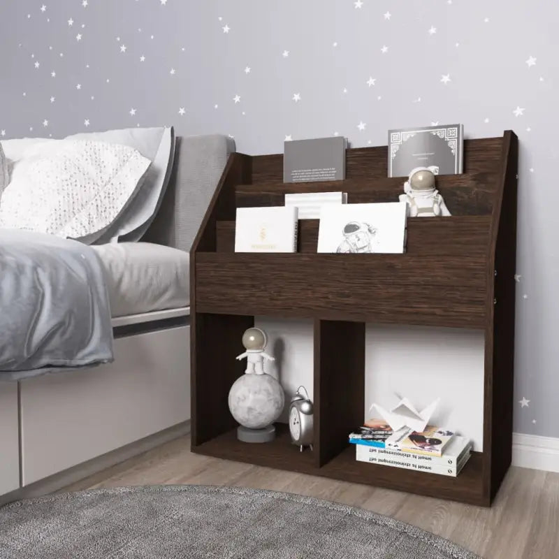 Tijdschriftenrek voor kinderen van bewerkt hout in gerookt eiken stijl - Gerookt eiken / 1 - Tijdschriftenrekken