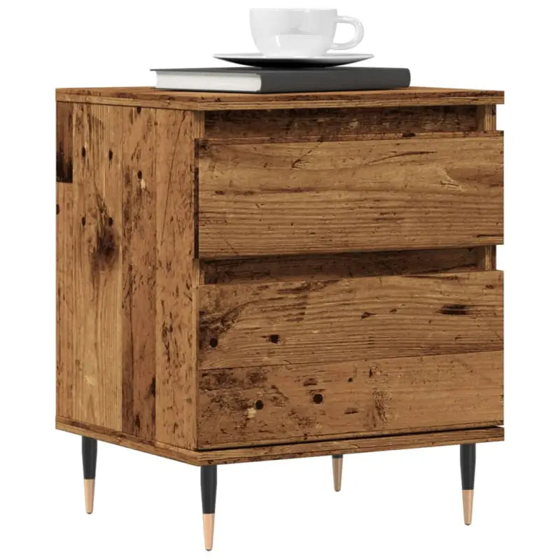 Trendachtige nachtkastjes met bewerkt hout en metalen poten - Oud hout / 2 - Nachtkastjes