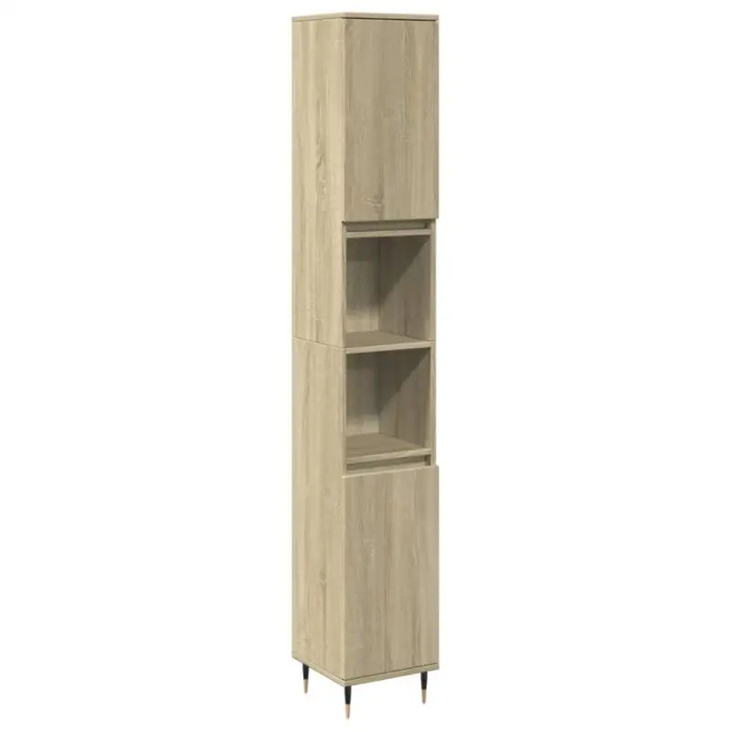 Trendy badkamermeubelset met bewerkt hout en ijzeren poten - Badkamermeubelsets