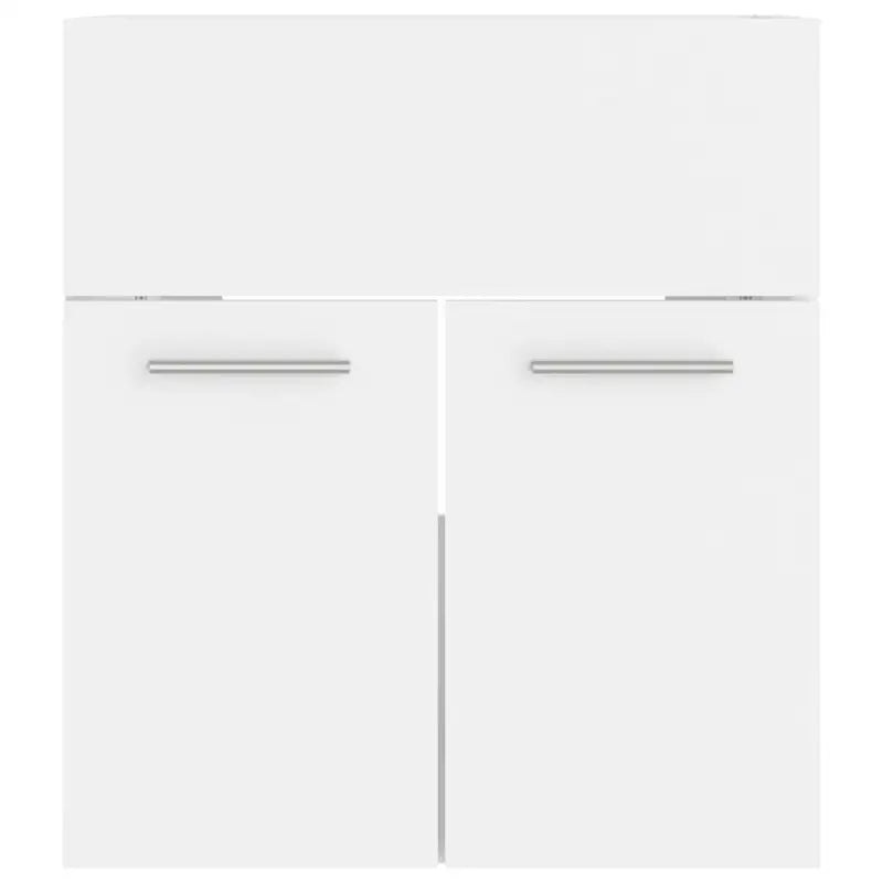 Trendy badkamermeubelset met bewerkt hout en wit materiaal - Badkamermeubelsets