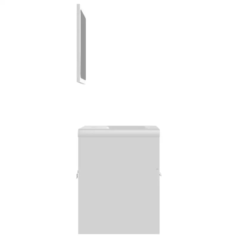 Trendy badkamermeubelset met bewerkt hout en wit materiaal - Badkamermeubelsets