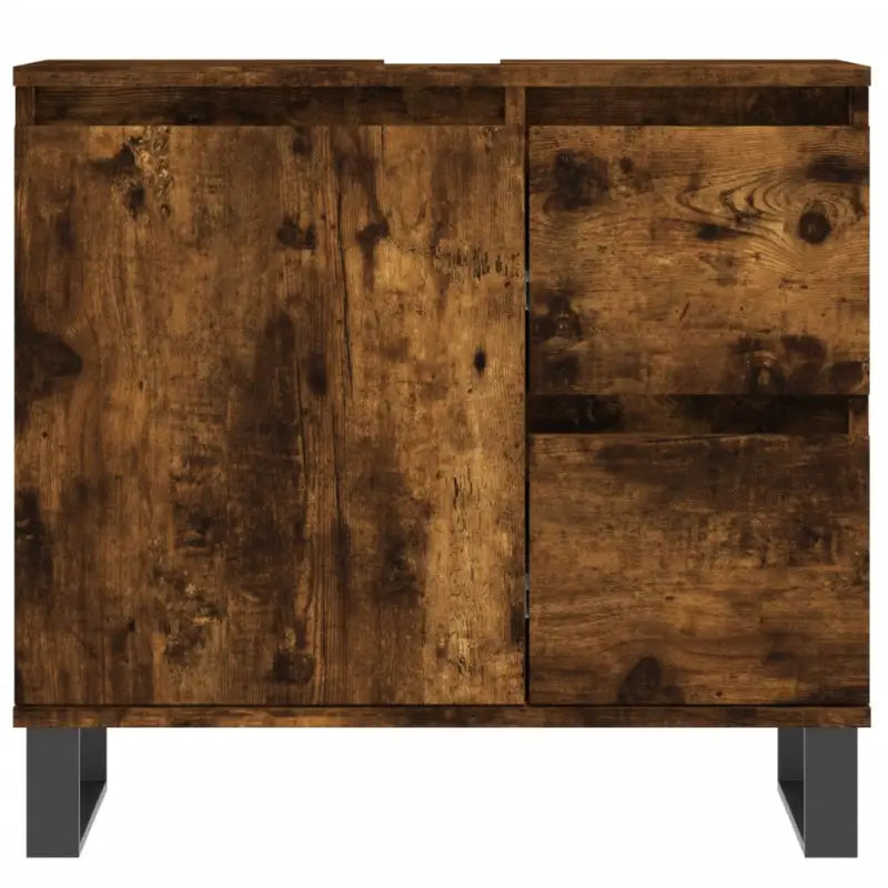 Trendy badkamermeubelset met ijzeren poten en bewerkt hout - Badkamermeubelsets