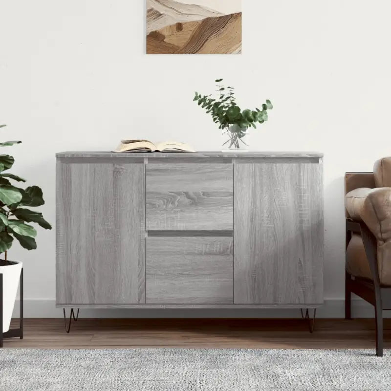 Trendy dressoir met bewerkt hout en ijzeren poten voor een tijdloze uitstraling - Grijs sonoma / 1 - Dressoirs &