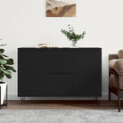 Trendy dressoir met bewerkt hout en ijzeren poten voor een tijdloze uitstraling - Zwart / 1 - Dressoirs & buffetkasten