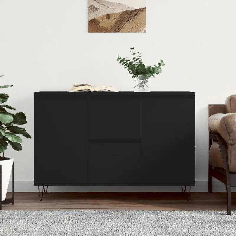 Trendy dressoir met bewerkt hout en ijzeren poten voor een tijdloze uitstraling - Zwart / 1 - Dressoirs & buffetkasten