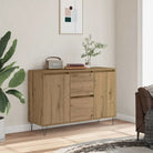 Trendy dressoir met bewerkt hout en ijzeren poten voor een tijdloze uitstraling - artisanaal eikenkleurig / 1