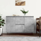 Trendy dressoir met bewerkt hout en ijzeren poten voor een tijdloze uitstraling - Betongrijs / 1 - Dressoirs &