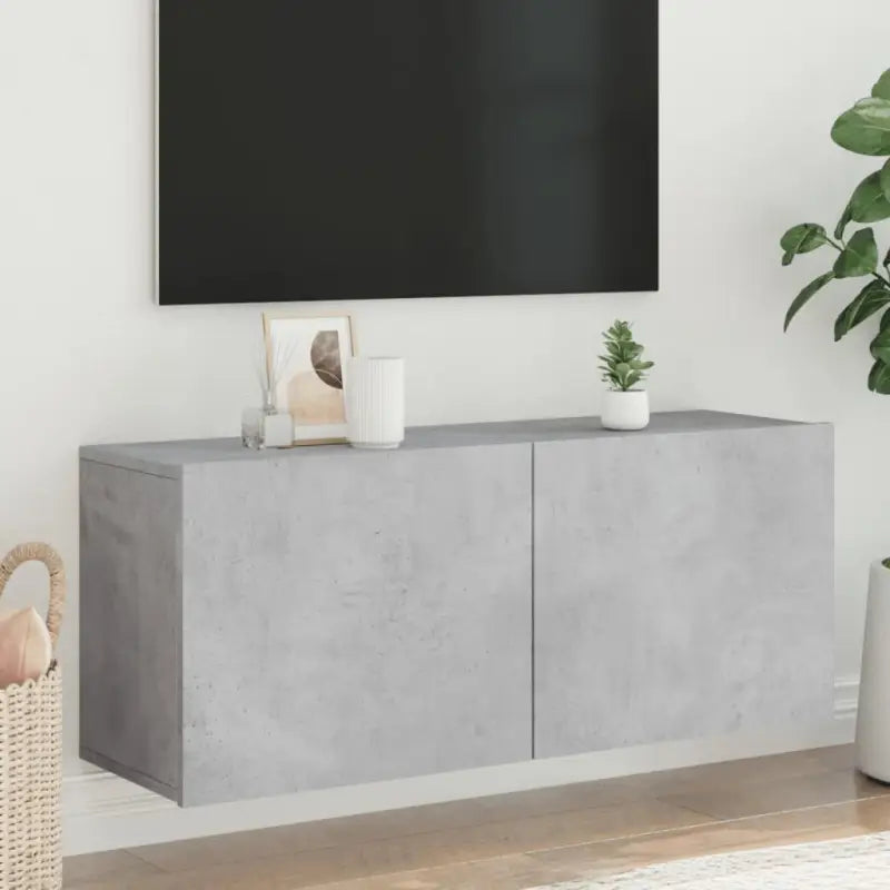 Trendy en duurzame tv-meubel van bewerkt hout - Betongrijs / 1 / 100 cm - Tv-meubels