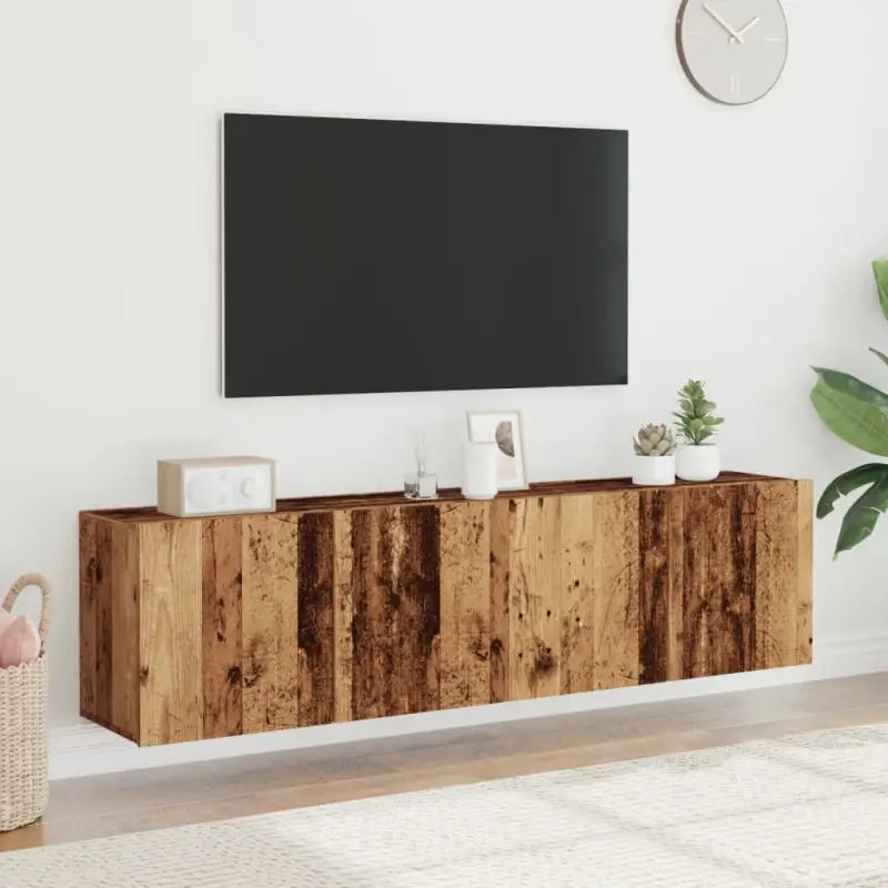 Trendy en duurzame tv-meubel van bewerkt hout - Oud hout / 2 / 80 cm - Tv-meubels
