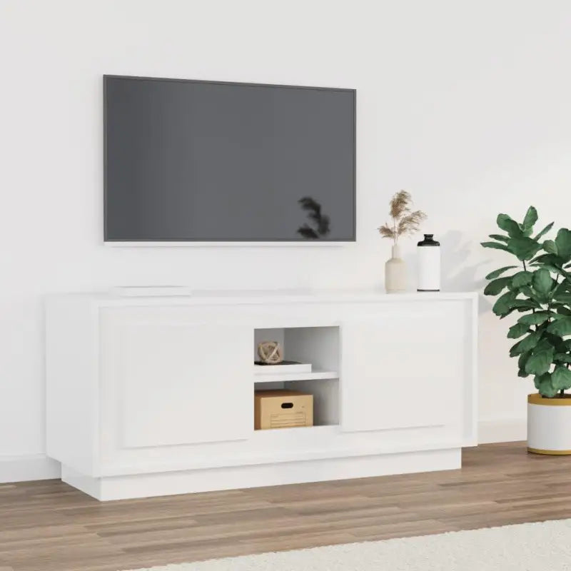 Trendy en stabiel tv-meubel van bewerkt hout voor elke woonkamer - Hoogglans wit / 1 - Tv-meubels