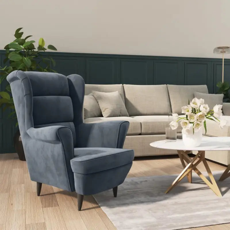 Trendy Fluweel Fauteuil met Comfortabele Hoogte Armleuning - Donkergrijs / 1 / Zonder voetensteun - Fauteuils &