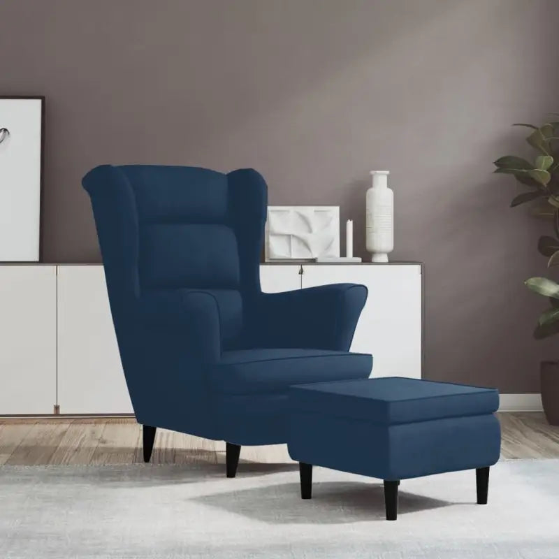 Trendy Fluweel Fauteuil met Comfortabele Hoogte Armleuning - Blauw / 1 / Met voetensteun - Fauteuils & Relaxfauteuils