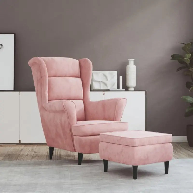 Trendy Fluweel Fauteuil met Comfortabele Hoogte Armleuning - Roze / 1 / Met voetensteun - Fauteuils & Relaxfauteuils
