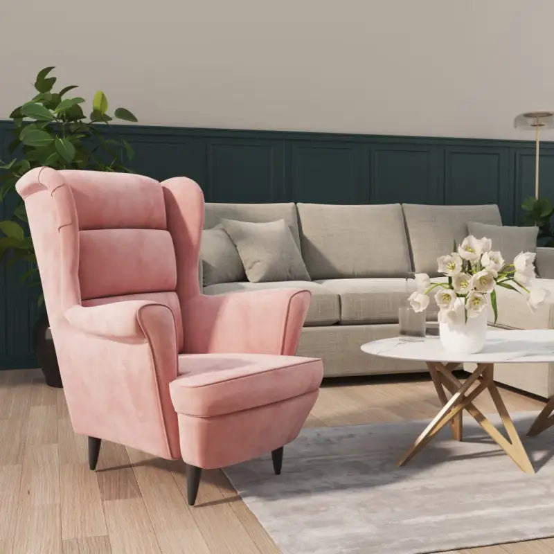 Trendy Fluweel Fauteuil met Comfortabele Hoogte Armleuning - Roze / 1 / Zonder voetensteun - Fauteuils & Relaxfauteuils