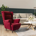 Trendy Fluweel Fauteuil met Comfortabele Hoogte Armleuning - Wijnrood / 1 / Zonder voetensteun - Fauteuils &