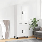 Trendy hoge kast in bewerkt hout met duurzame en stabiele afwerking - Wit / 1 / 2 deuren 2 lades - Dressoirs &