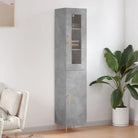 Trendy hoge kast van bewerkt hout met duurzame charme - Betongrijs / 1 / 1 deur - Dressoirs & buffetkasten