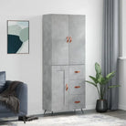 Trendy hoge kast van bewerkt hout met duurzame charme - Betongrijs / 1 / 1 houten deur 3 lades - Dressoirs &