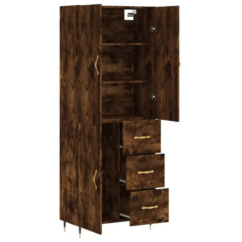 Trendy hoge kast van bewerkt hout met duurzame charme - Dressoirs & buffetkasten